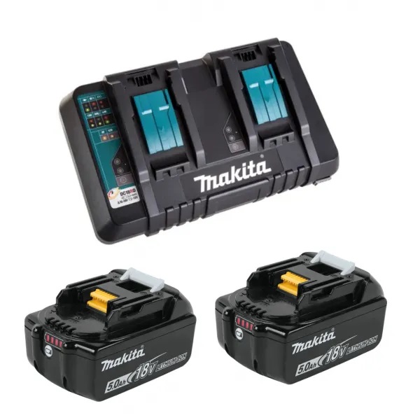 MAKITA 牧田 18V 5.0AH 原裝鋰電池連 DC18RD 雙位充電座套裝 ( 2電池,1充電座) BL1850B ,DC18RD